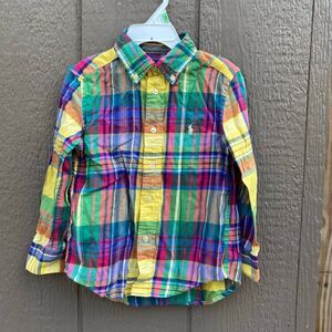 Ralph Lauren boys size 4 yellow plaid long sleeve shirt
